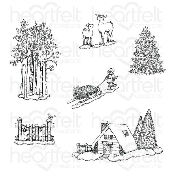 Woodsy Winterscapes Cling Stamp Set and Die COMBO