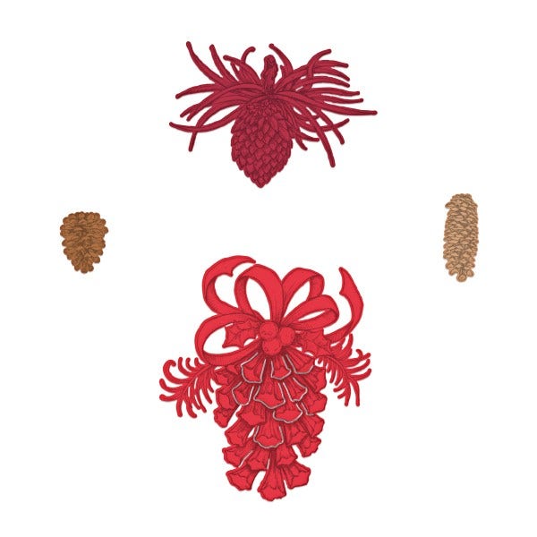 Festive Pine Cones Cling Stamp Set and Die COMBO