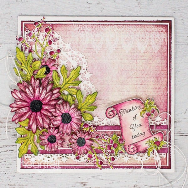 Wild Aster Scroll & Cluster Cling Stamp Set and Die COMBO
