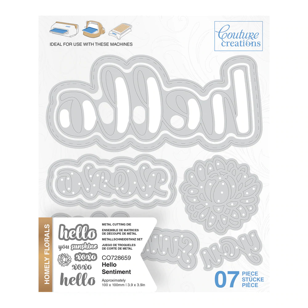 Cutting Die - Homely Florals - Hello Sentiment Set (7pc)