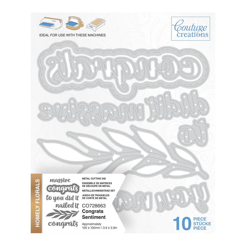 Cutting Die - Homely Florals - Congrats Sentiment Set (10pc)