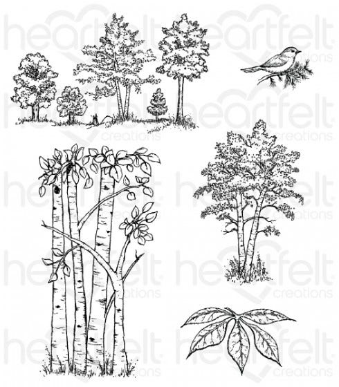 Woodsy Treescape Cling Stamp Set