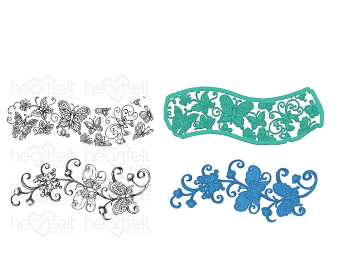 Butterfly Dreams Border Cling Stamp Set and Die COMBO
