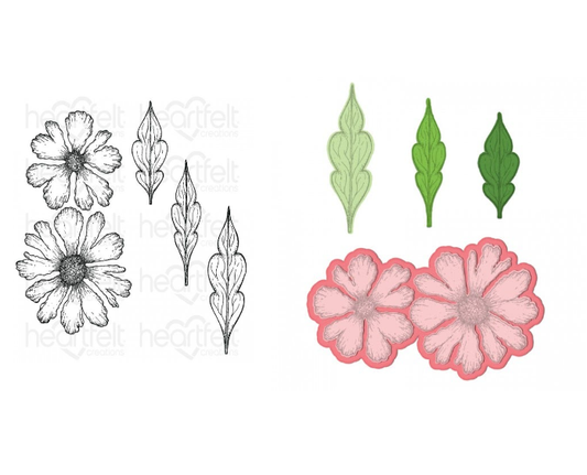 Large Sweet Peony Cling Stamp Set and Die COMBO