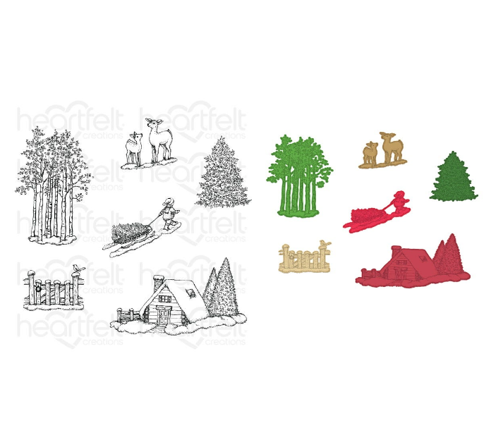 Woodsy Winterscapes Cling Stamp Set and Die COMBO