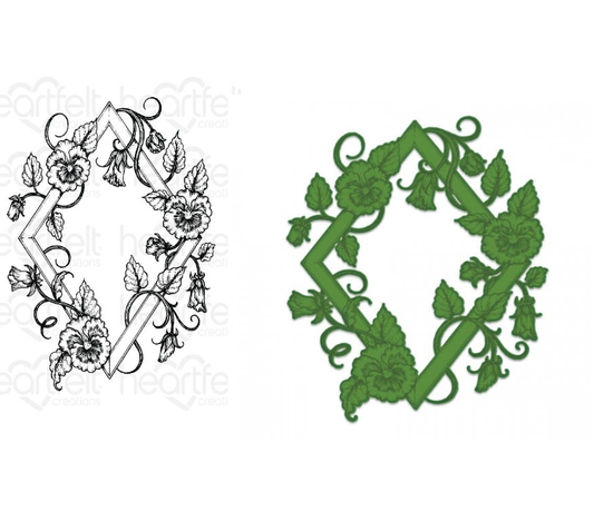 Petite Pansy Frame Cling Stamp Set and Die COMBO
