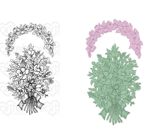 Sweet Magnolia Bouquet Cling Stamp Set and Die COMBO