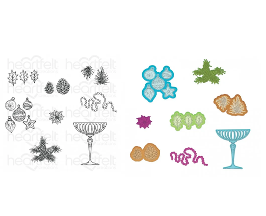 Merry and Bright Accents Cling Stamp Set And Die COMBO