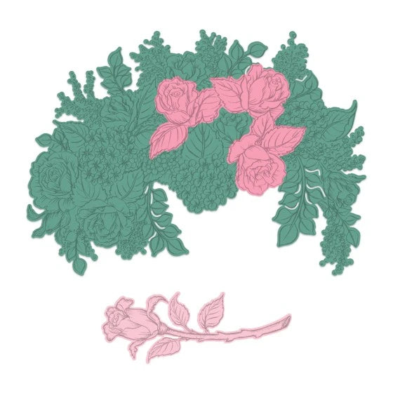 Basket Florals Cling Stamp Set And Die COMBO