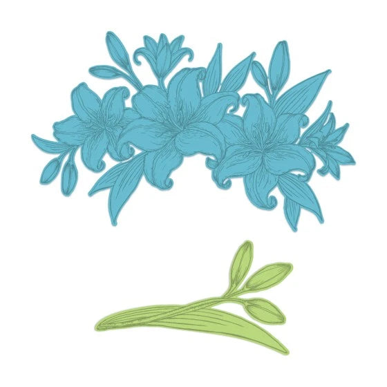 Garden Lily Bouquet & Buds Cling Stamp Set And Die COMBO