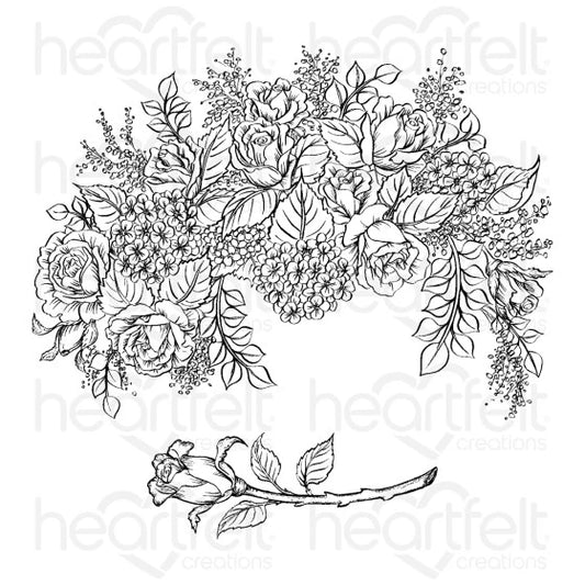 Basket Florals Cling Stamp Set And Die COMBO
