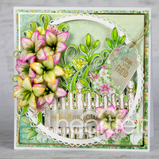 Garden Lily Spray & Fillers Cling Stamp Set And Die COMBO