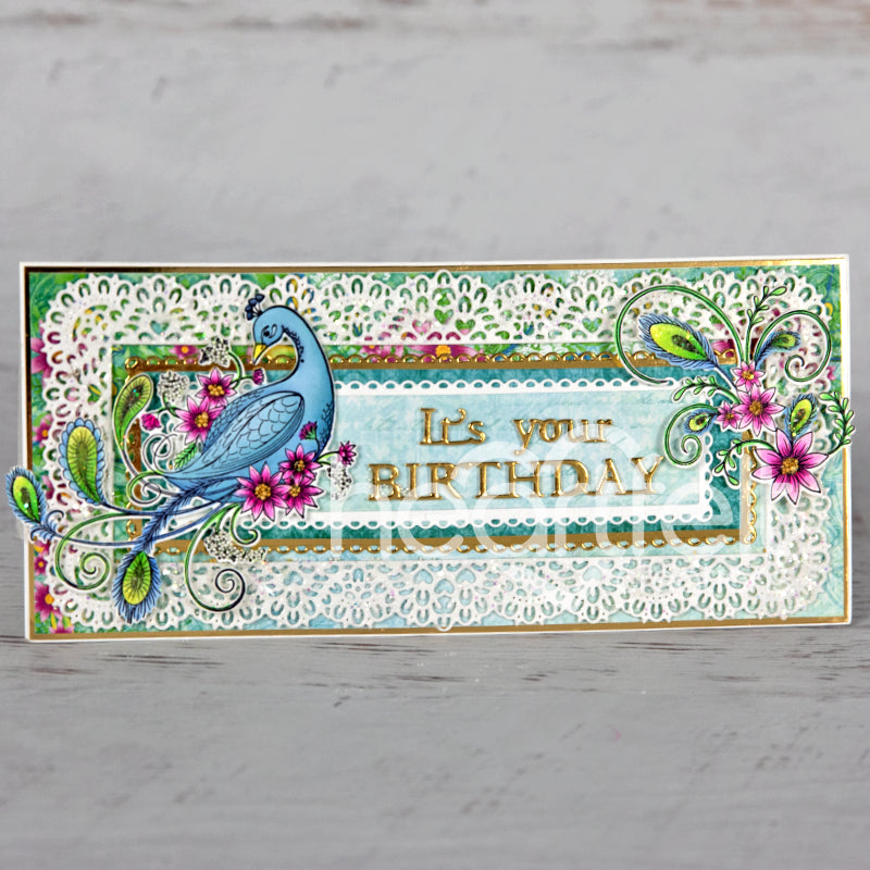 Peacock & Posies Cling Stamp Set And Die COMBO