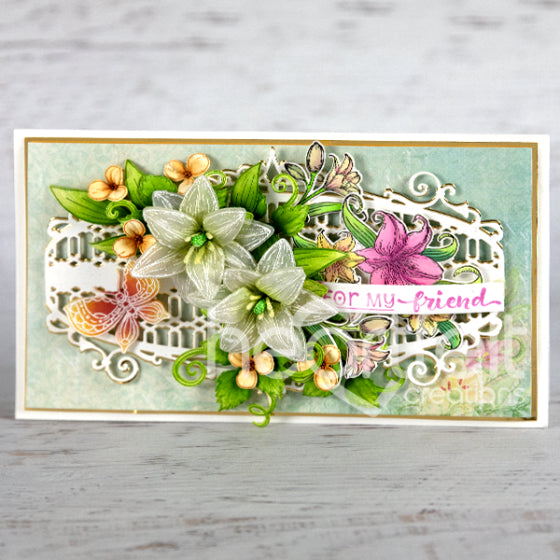 Garden Lily Spray & Fillers Cling Stamp Set And Die COMBO