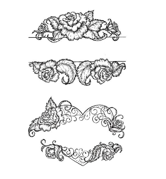 Elegant Rose Banner Cling Stamp Set And Die COMBO