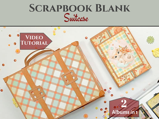 CrafTreat Frame Accordion Suitcase DIY Scrapbook Blanks - 2 Sets - 1 Black & 1 Kraft