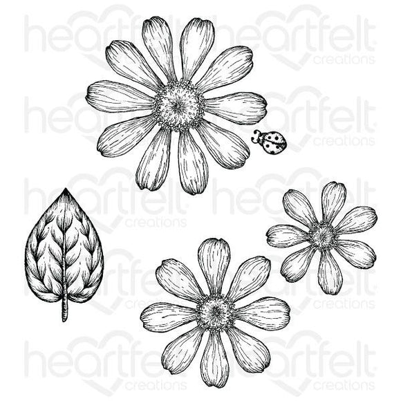 Small Garden Zinnia Cling Stamp, Die and Mold COMBO