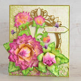 Dahlia and Leaves Cling Stamp Set And Die COMBO