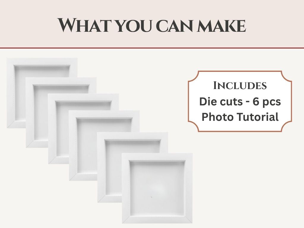 CrafTreat 3D Fold Shapes - Paper Frames White - Square 6pcs