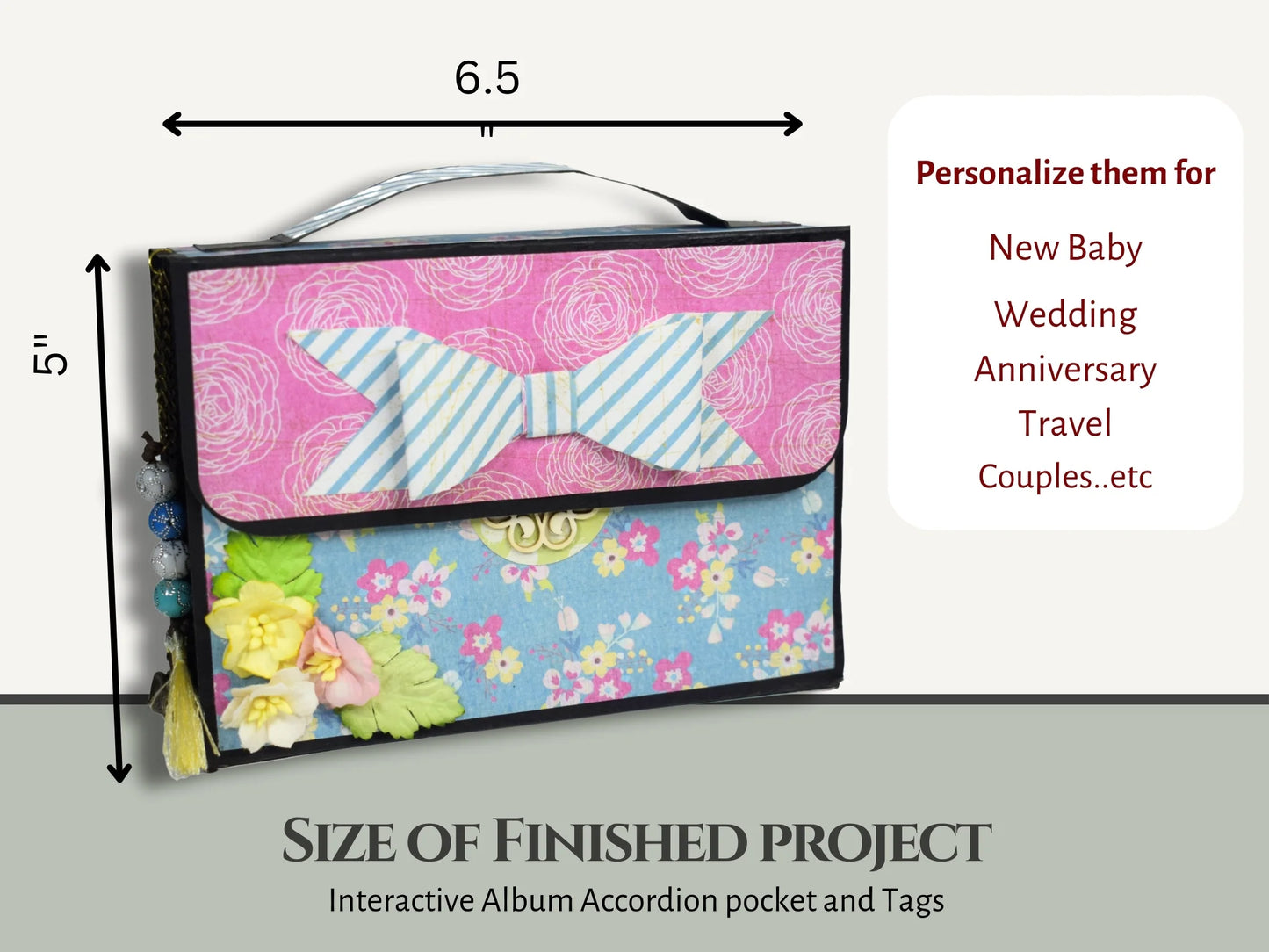 CrafTreat Handbag GiftBag DIY Scrapbook Blanks for Photo Album - 2 Sets - 1 Black & 1 Kraft