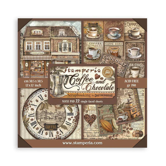 Stamperia - Coffee & Chocolate - Scrapbooking Pad - 12 x 12 - 22 Sheets - Single Face