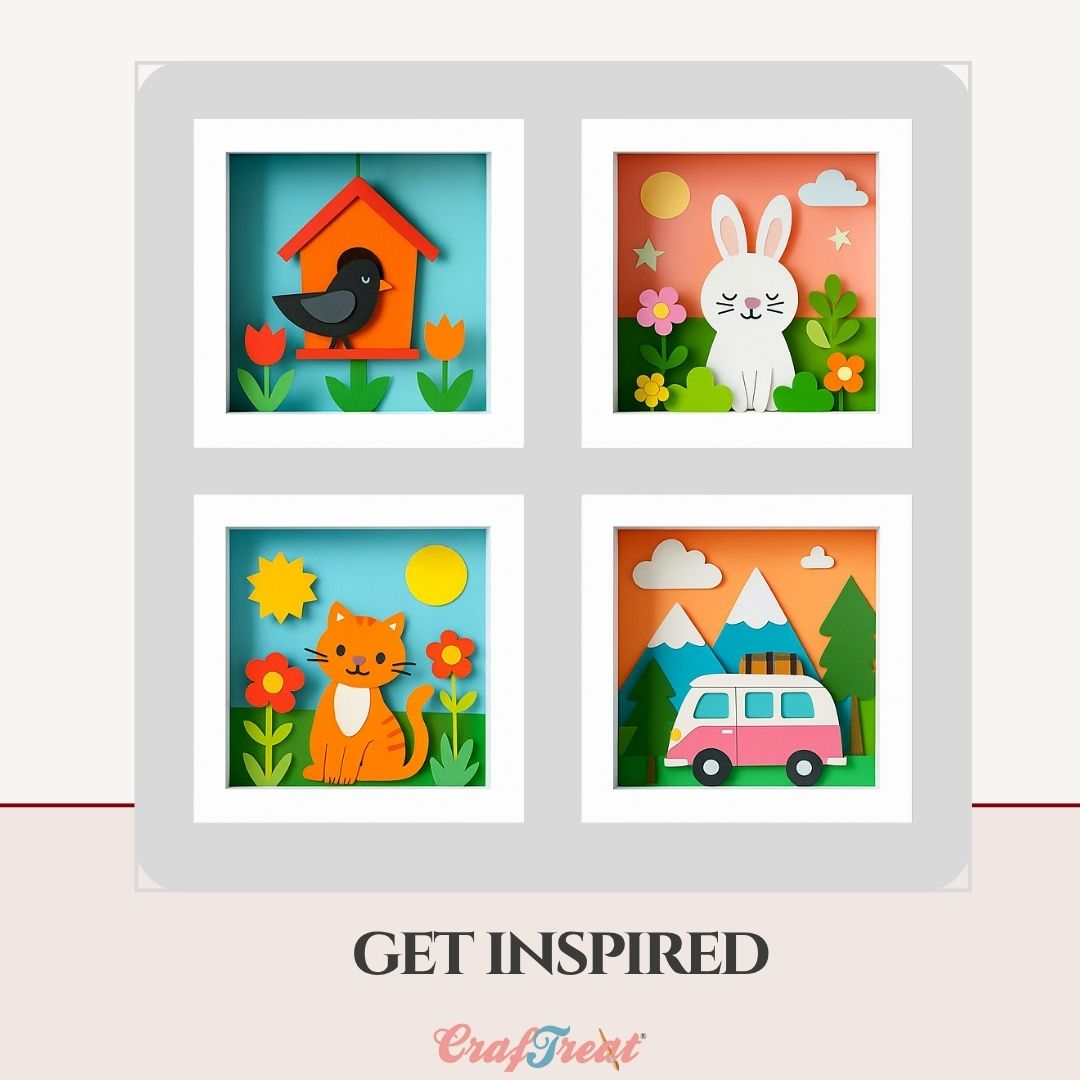 CrafTreat 3D Fold Shapes - Paper Frames White - Square 6pcs