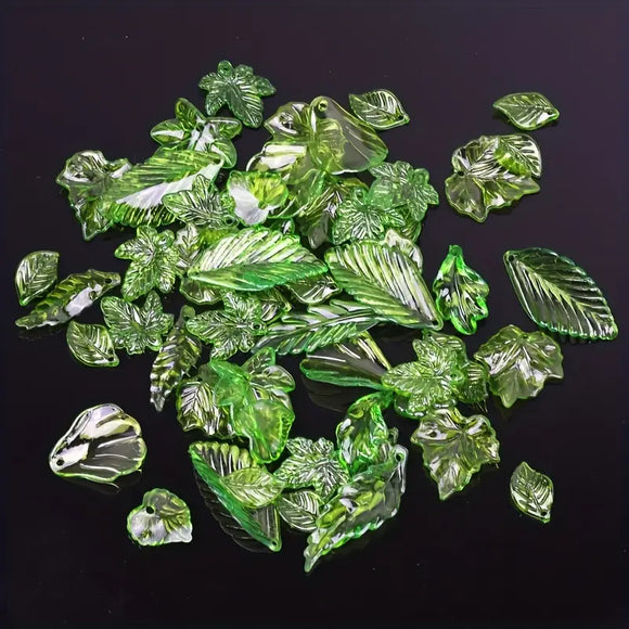 Transparent Green Acrylic Leaf Shape Beads