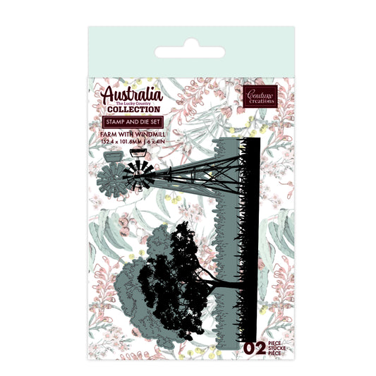 Couture Creations Tree with Windmill Stamp & Die Set : Australia the Lucky Country Collection