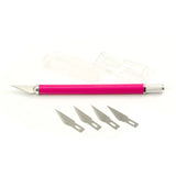 Precision Craft Knife with pink rubber handle + 5 blades