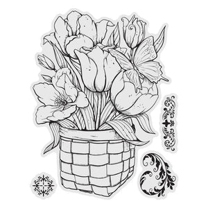 Stamp and Colour Set - Vintage Blooms - Tulip (4pc)