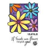 Stamp & Colour Outline Stamps - Friends & Flowers (4pc)