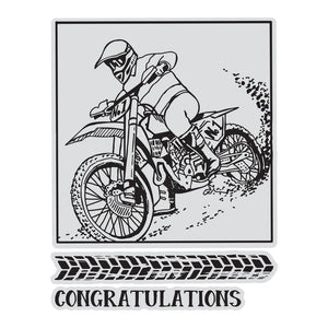 Stamp & Colour Outline Stamps - Framed Dirtbike (3pc)
