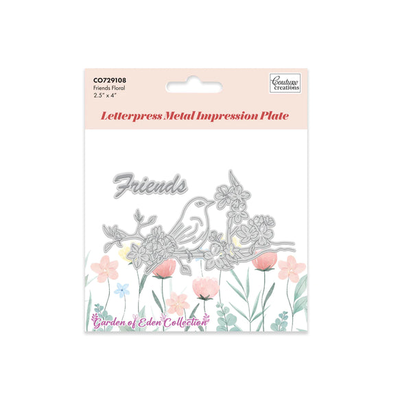 LetterPress Metal Impression Plate - 8 - Friends Floral