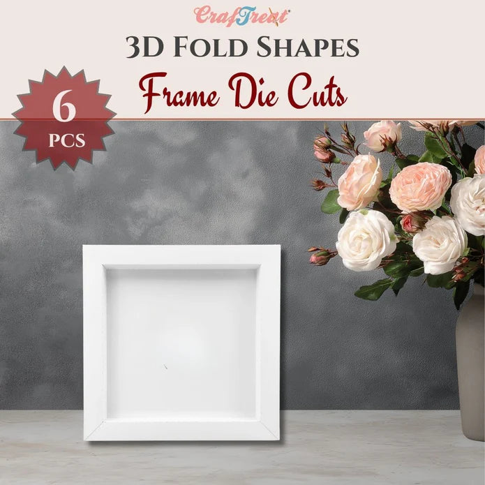 CrafTreat 3D Fold Shapes - Paper Frames White - Square 6pcs