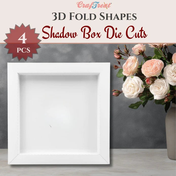 CrafTreat 3D Fold Shapes - Shadow Box White - Square 4pcs