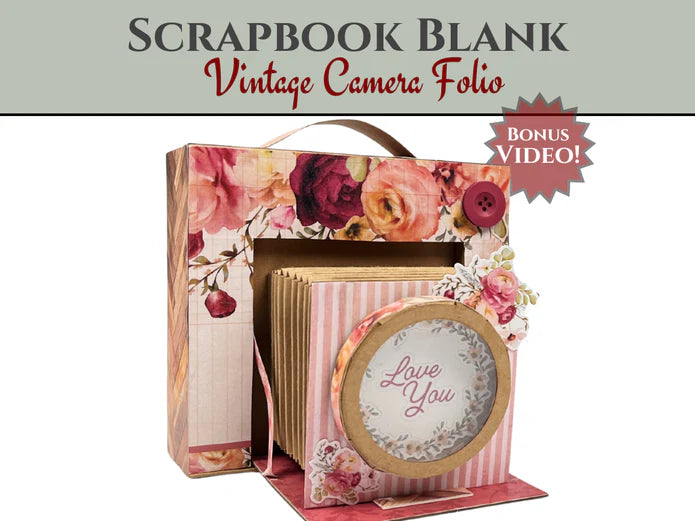 CrafTreat Scrapbook Blank Precut Album Base - Vintage Camera - Black
