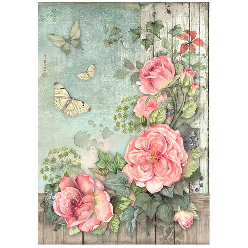 A4 Rice paper packed - House of Roses flowers corner