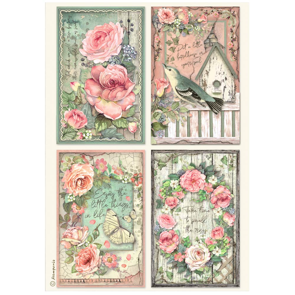A4 Rice paper packed - House of Roses 4 cards