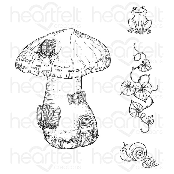Large Mushroom Cottage Cling Stamp Set And Die COMBO