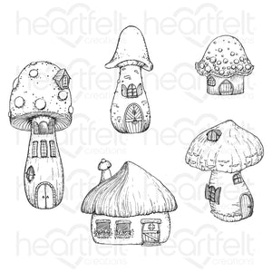 Mini Mushroom Cottages Cling Stamp Set and Die COMBO