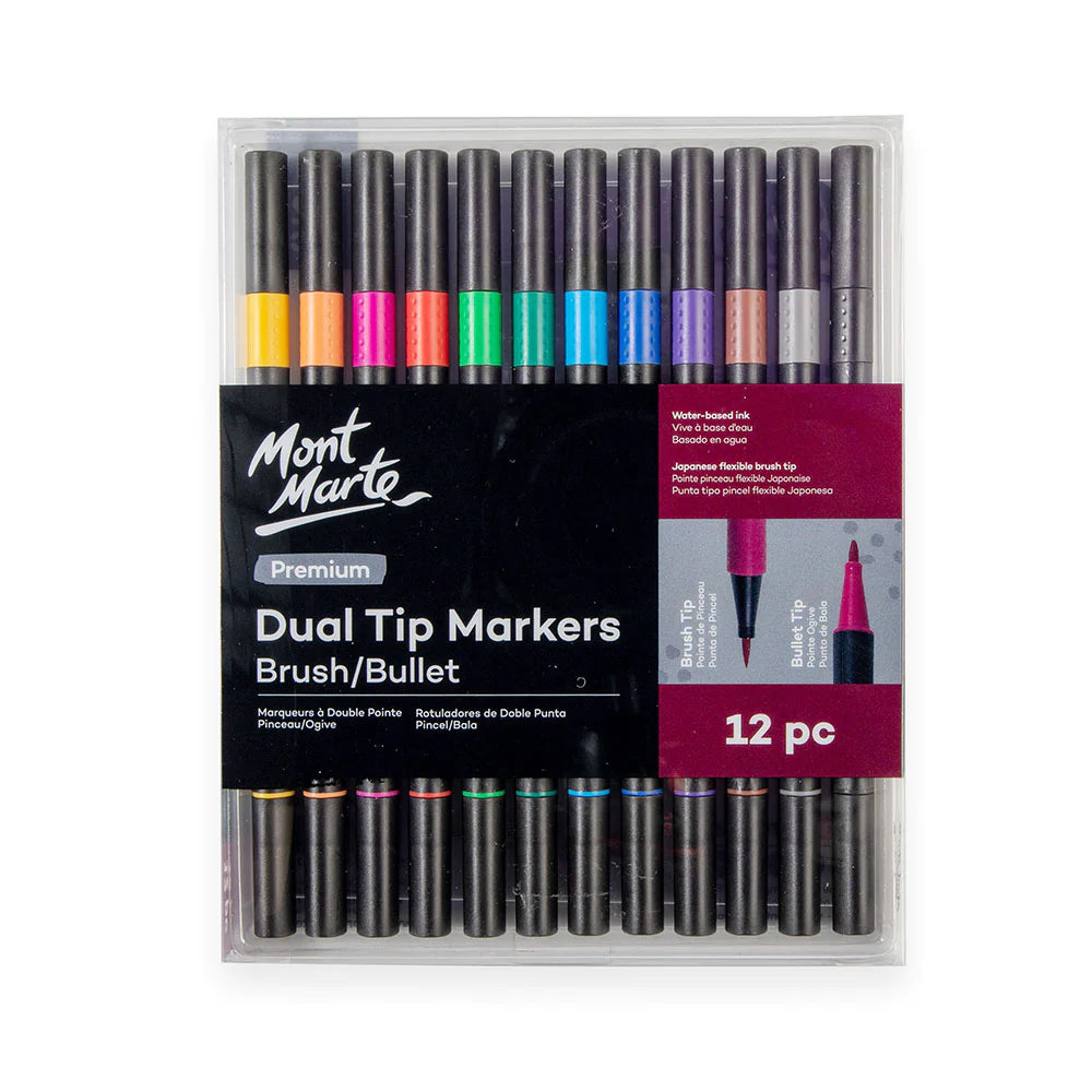 Dual Tip Markers Brush/Bullet Premium 12pc