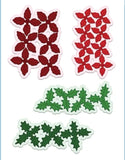 Poinsettia & Holly Clusters Cling Stamp Set, And Die, And Mold COMBO