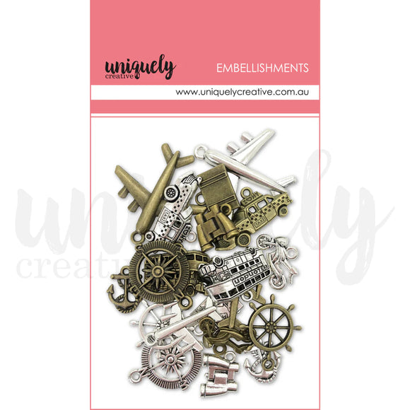 Brass and Silver Metal Travel Embellishments