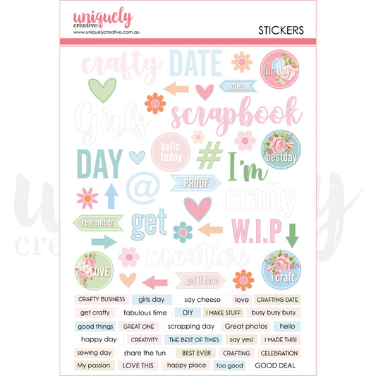 Patchwork Roses Puffy Stickers