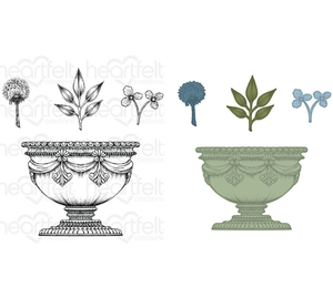 Large Floral Urn Cling Stamp Set And Die COMBO
