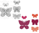 Small Floral Butterfly Cling Stamp Set And Die COMBO