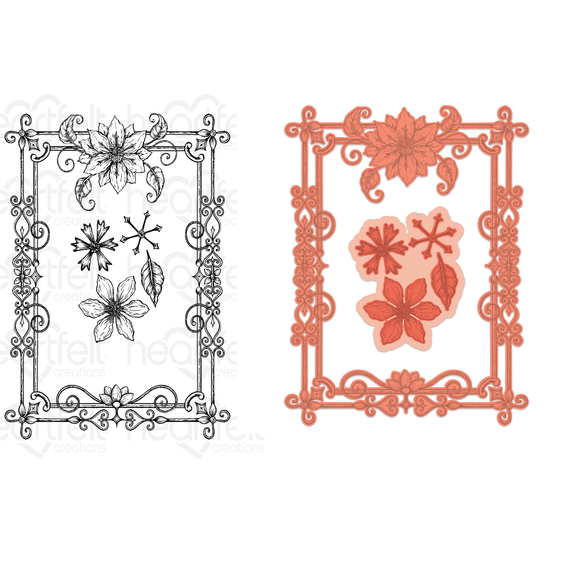 Rectangular Floral Frame Stamp Set and Die COMBO