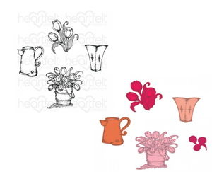 Tulip Bouquet Cling Stamp Set and Die COMBO