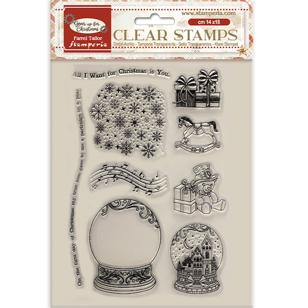 Acrylic stamp cm 14x18 - Gear up for Christmas snowglobes