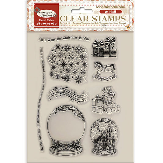 Acrylic stamp cm 14x18 - Gear up for Christmas snowglobes